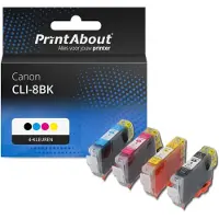PrintAbout Cartouche compatible pour Canon CLI-8BK - 4 couleurs - Multipack