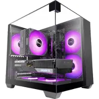 Mars Gaming Mc-visionm Microatx Compact PC Case Triple Tempered Glass Dual Camera Noir