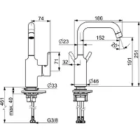 Hansa VANTIS Mitigeur de lavabo, orientable, saillie 152mm, sans garniture de vidage, chromé, 52552267