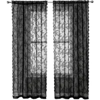 INF Rideaux en dentelle noire 2 pièces Black