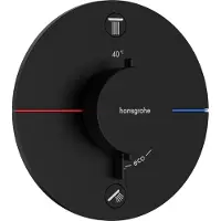Hansgrohe robinet thermostatique encastré ShowerSelect Comfort S pour deux points de sortie, avec combinaison de sécurité intégrée conforme à la norme EN1717, finition noir mat