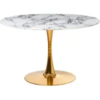 Beliani Table De Repas Boca Marbre Blanc 120 Cm 120 Cm