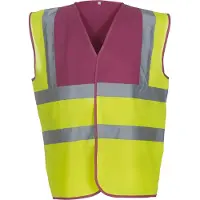 Yoko Pack 50 Gilet haute visibilit? Raspberry/Hi Vis Yellow - Yoko YHVW100 - Taille 3XL