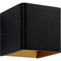 Artdelight Applique murale carrée Fulda noir avec or