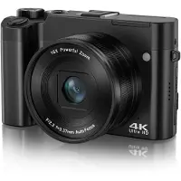 INF Caméra à double objectif 4K avec écran tactile et carte mémoire de 32 Go