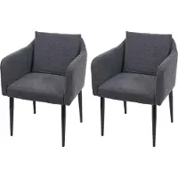 Mendler 2x Chaise de salle à manger HWC-H93, chaise de cuisine chaise longue tissu/textile gris foncé
