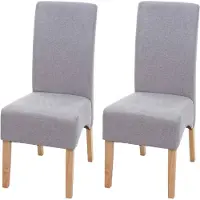 Mendler 2x chaise de salle à manger Latina, chaise de cuisine, tissu/textile gris clair, pieds clairs