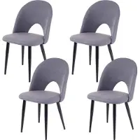 Mendler 4x chaise de salle à manger HWC-D73, chaise de cuisine, tissu/textile gris foncé