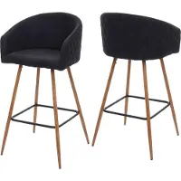 Mendler 2x tabouret de bar HWC-D72, chaise bar/comptoir, avec dossier, tissu gris anthracite