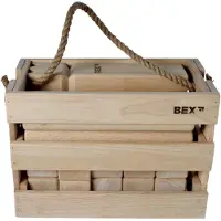 Bex Kubb dans une caisse en bois