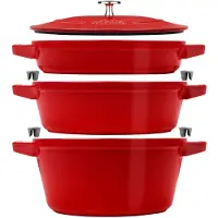 Staub Kochtopfset, 3-tlg | rund | Gusseisen | Kirsch-Rot