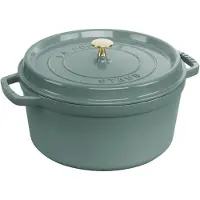 Staub Iron Round Cast Pot Eucalyptus 6.7l Vert