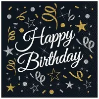 GoDan S.A B&C Happy Birthday Papierservietten 33x33cm 20 Stk (20 pcs, 33 x 33 cm)