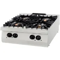 Maxima - Table de cuisson Gastro Premium - 4 brûleurs - appareil double - profondeur 90 cm - 40 kW - gaz