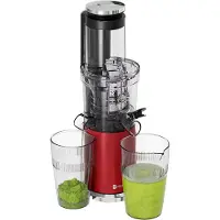 Kitchenbrothers Slowjuicer - Vertical - Presse-agrumes - Presse-légumes et fruits - 80 mm - 750 ml - Rouge