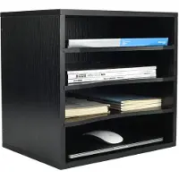 OEM Organiseur de bureau en bois à 4 compartiments, boîtes de rangement empilables, tiroir à documents en bois, trieur de courrier et de bureau, noir