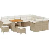 vidaXL Ensemble de salon de jardin , 12 pièces, 11 places, couleur beige