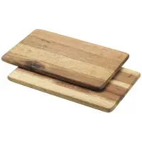 Metaltex Vesperbrett, Akazienholz, rechteckig, 2er Set Schneide-, Servier- oder Frühstücksbretter, geölte, Planche à découper, Marron