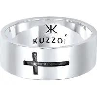 KUZZOI Bague 'Kreuz' noir / argent