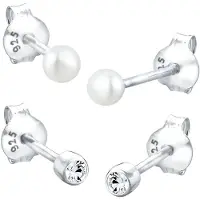 Elli Boucles d'oreilles argent / blanc perle