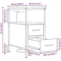 vidaXL Table de chevet Chêne sonoma 30 x 48 x 61 cm Bois d'ingénierie