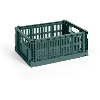 HAY Colour Crate Boîte de rangement empilable Medium | Dark Green
