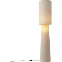 QAZQA Lampadaire Japandi Beige Tissu Teddy 2 Lumières - Trompet