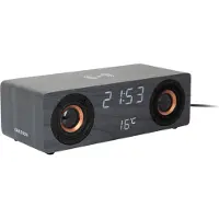 Karlsson Réveil, radio et chargeur de téléphone KA6059BK, 11cm