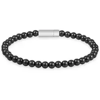BOSS Bracelet à perles hématite avec fermoir logoté