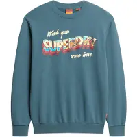 Superdry Travel Postcard Graphic Sweatshirt Bleu 2XL Homme