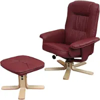 Generique Fauteuil relax /de relaxation M56 avec pouf, simili-cuir, bordeaux
