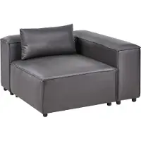 Beliani Module D'angle Brande Cuir Pu Noir Côté Gauche