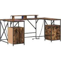 vidaXL Bureau , bois stratifié imitation chêne fumé
