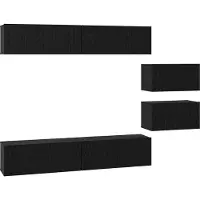 vidaXL : Ensemble de 6 meubles TV, finition bois imitation chêne, coloris noir, en panneaux de particules