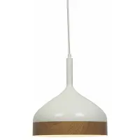 Artdelight Suspension Ø 45cm Moondrop 30cm blanc avec bois marron