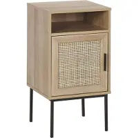 Beliani Table De Chevet Effet Bois Clair / Rotin Pasco