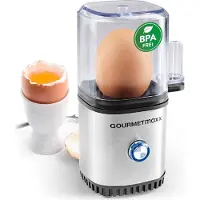 Gourmetmaxx Cuiseur d'oeufs 1oeuf, Cuiseur à œufs, Noir, Argent