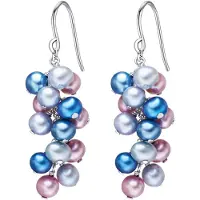 Valero Pearls Boucles d'oreilles bleu / violet rouge / argent