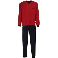 Götzburg Pyjama long bleu foncé / rouge foncé