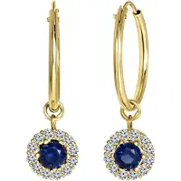 Lucardi Boucles d'oreilles 'Klassisch' saphir / or / blanc