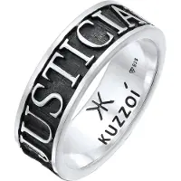 KUZZOI Bague 'JUSTICIA VERITAS' gris / argent
