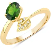 Rafaela Donata Bague jaune d'or / vert foncé / blanc