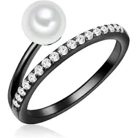 Valero Pearls Bague noir / argent / blanc perle