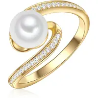 Valero Pearls Bague jaune d'or / argent / blanc perle