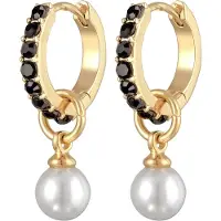 Elli Boucles d'oreilles or / noir / blanc perle