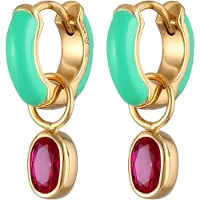 Elli Boucles d'oreilles or / vert / rouge