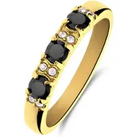 Lucardi Bague 'Weinlese' or / noir / blanc