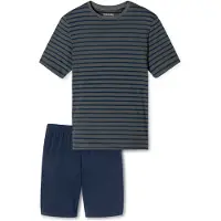 Schiesser Pyjama long bleu marine / anthracite / noir