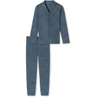 Schiesser Pyjama long 'Fine Interlock' bleu-gris