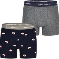 Happy Shorts Boxers 'Xmas' gris chiné / rouge / noir / blanc